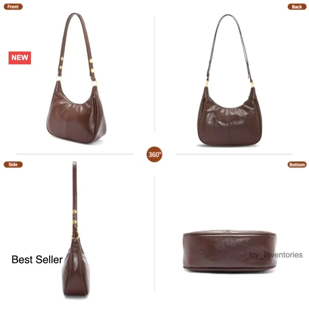 Crescent Hobo Bag Vegan Leather Adjustable Strap Retro Chic Mini Purse